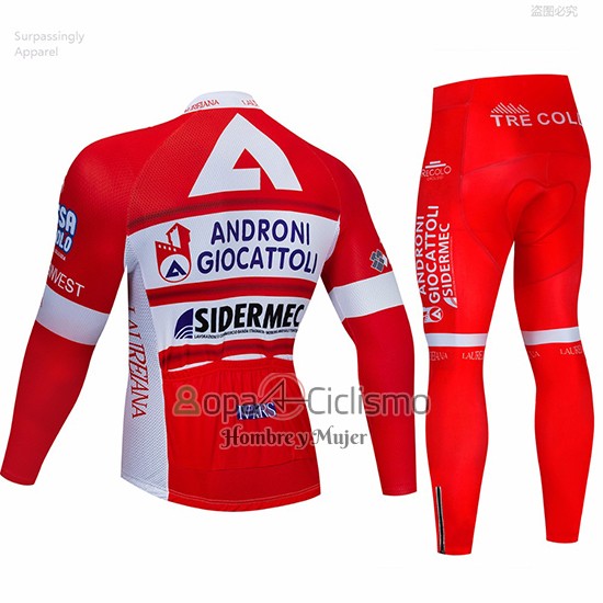 Androni Giocattoli Ropa Ciclismo Culotte Largo 2019 Hombre Mangas Largas Rojo Blanco